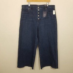 GAP High Rise Wide Leg Button Fly Stretch Jeans Blue Size 20/35